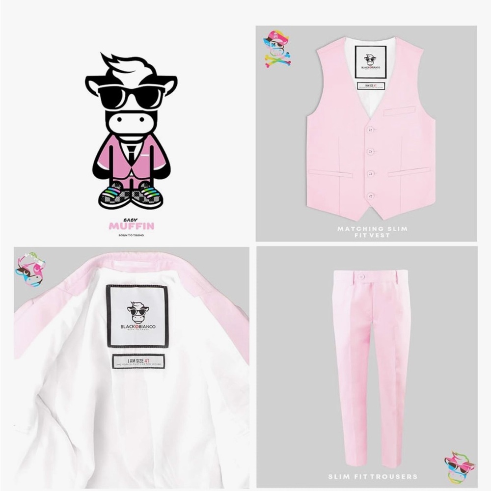 Kids Pink Matching Suit Set - Picture 5 of 6